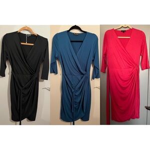 Set of 3 Faux Wrap Dresses